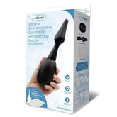 AquaClean Silicone 1 - Way Valve Douche Set with Butt Plug Nozzle - 150 ml Capacity with Free Travel Douche Included - Mr and Mrs D's